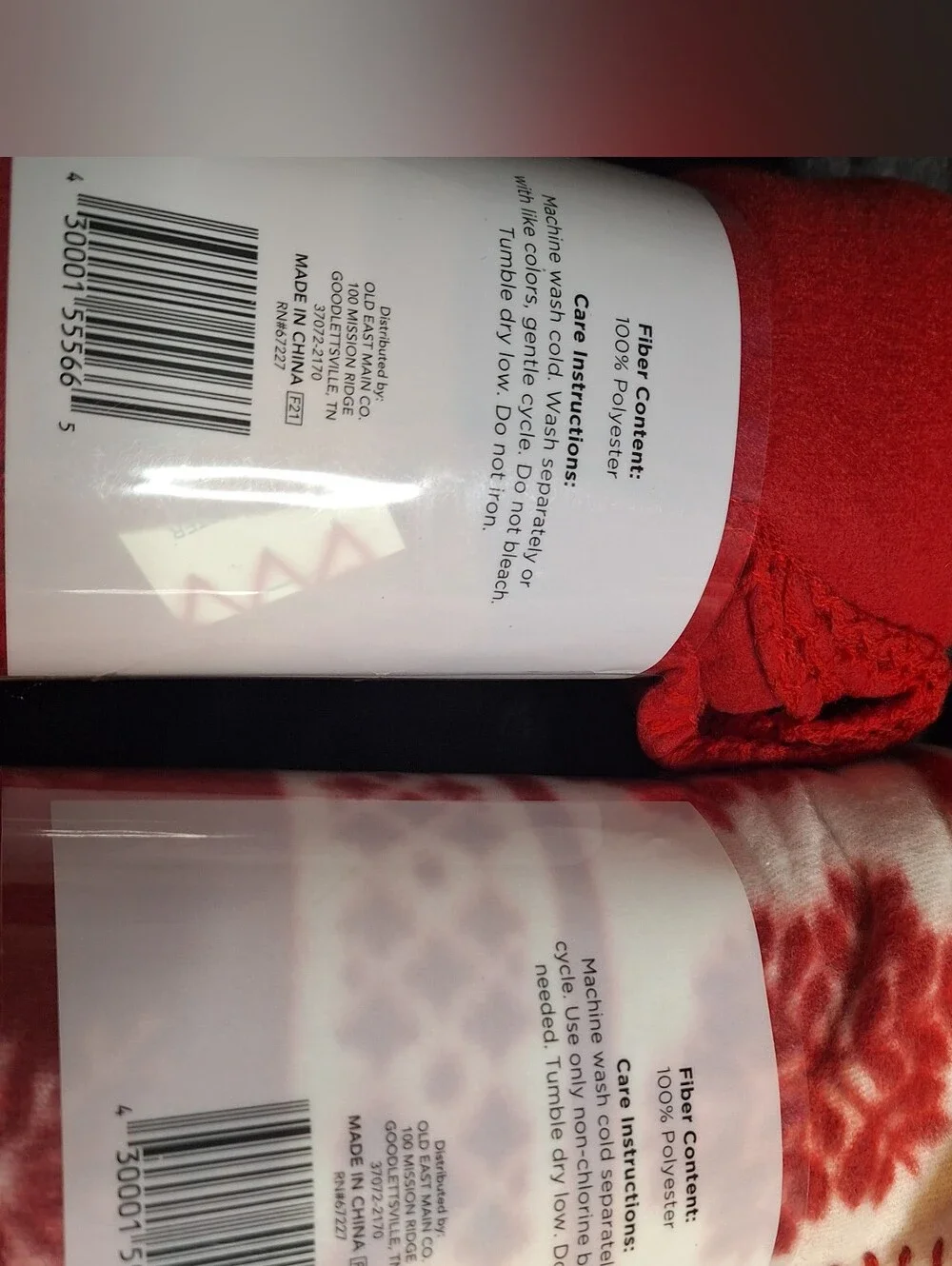 2 Fleece Blankets~Travel Throws~50in×60in~Red~Snowflakes~Fall~Winter